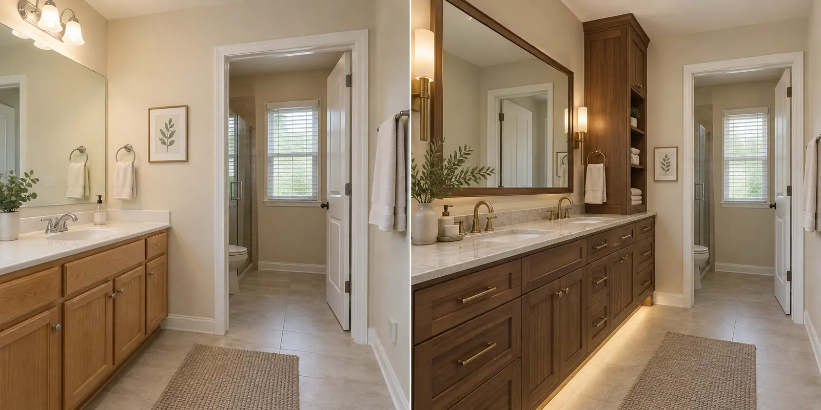 Bathroom before and after concept