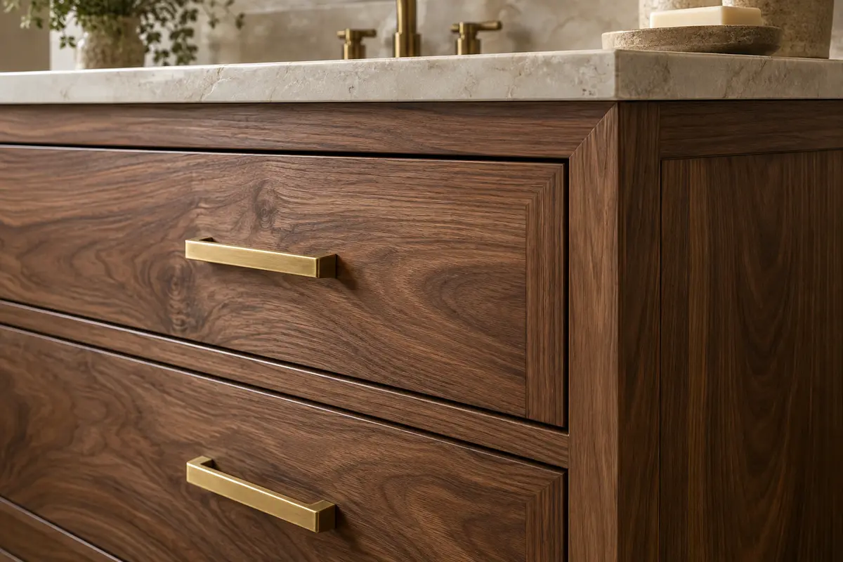 Rich wood cabinetry