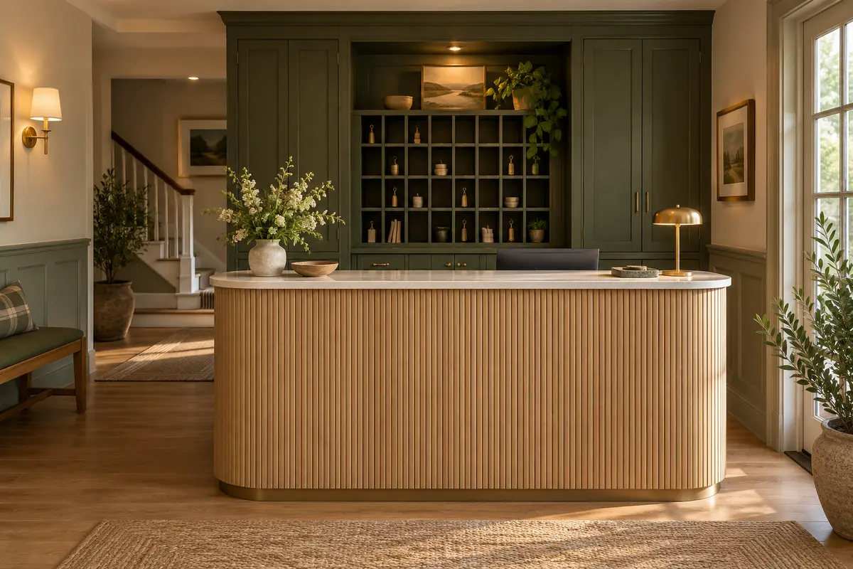 Boutique inn reception millwork