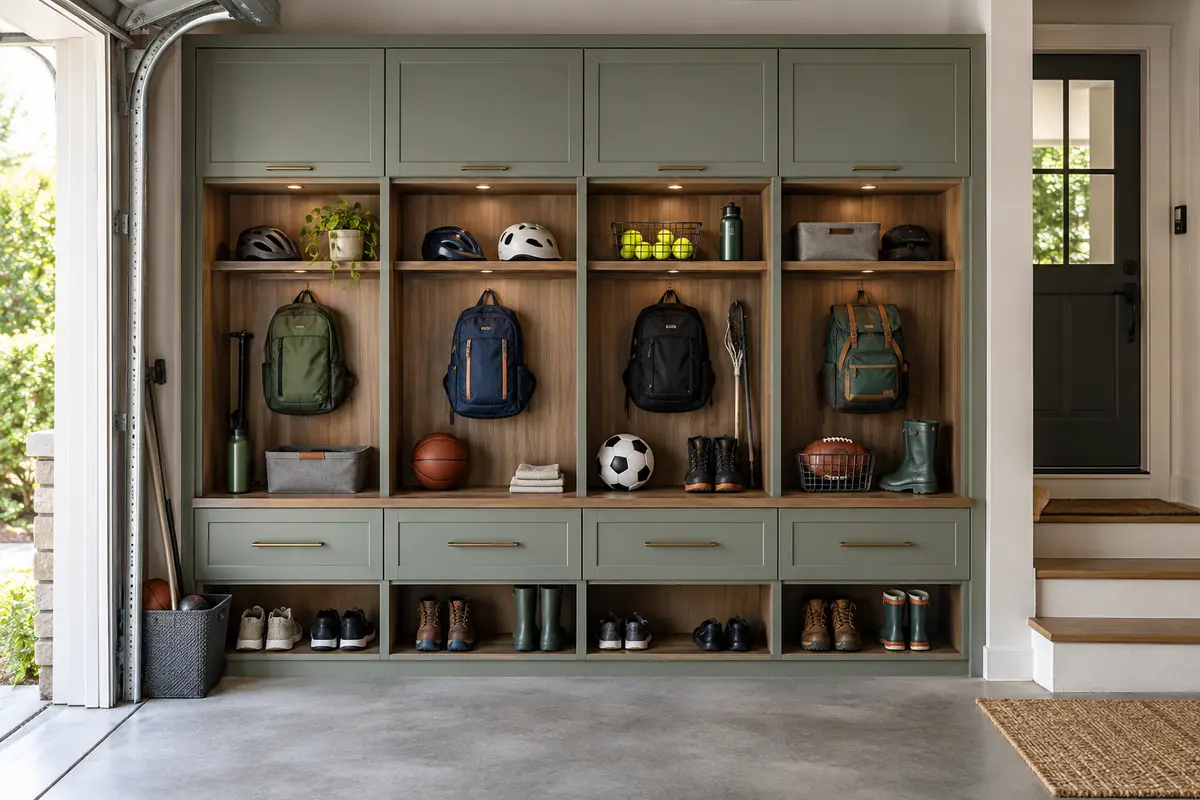 Family gear storage cabinetry