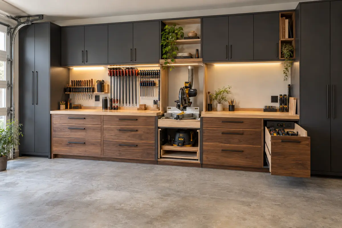 Custom workshop cabinetry and workbench