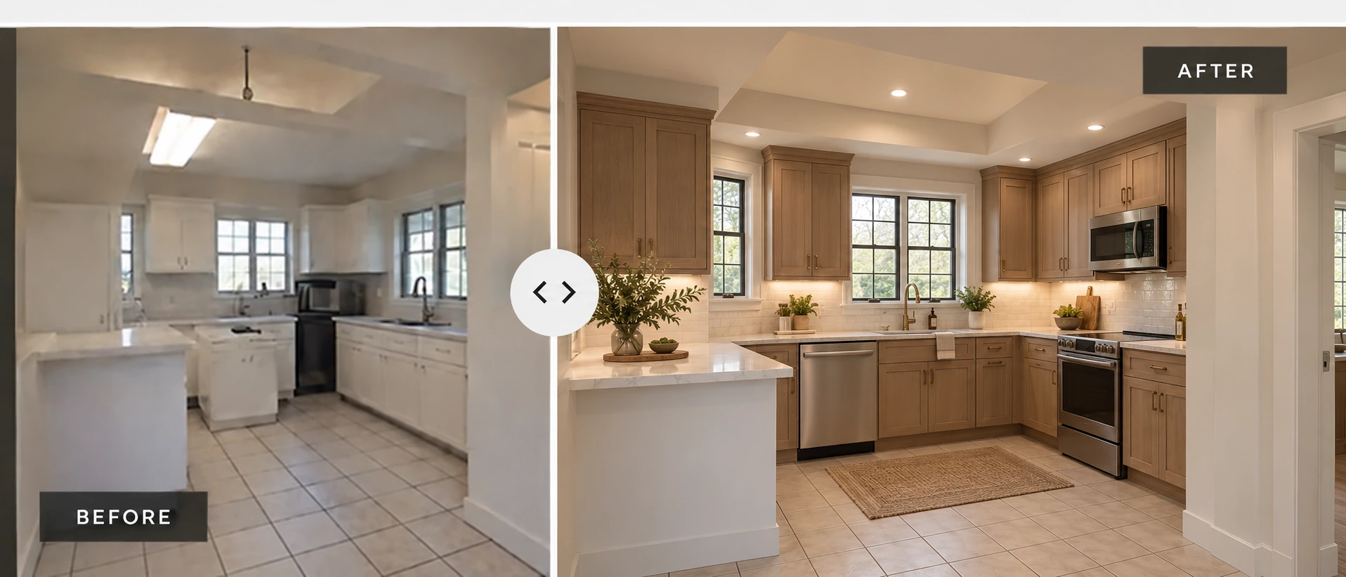 Before and reimagined kitchen concept