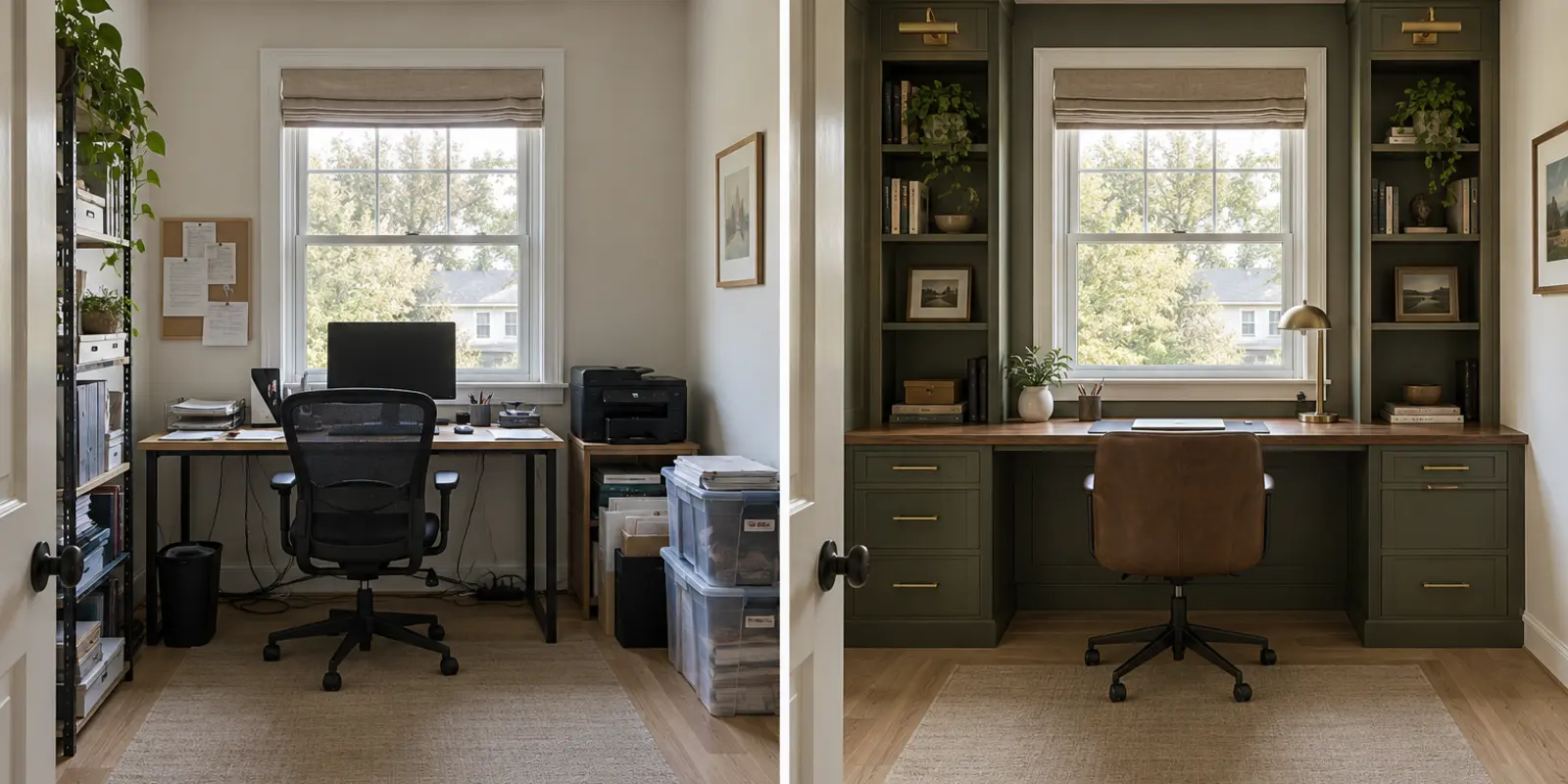 Home office before and after concept