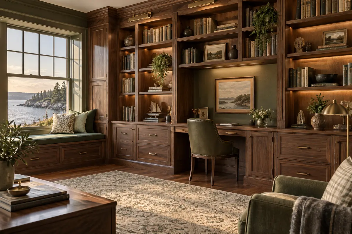 Library office built-in cabinetry