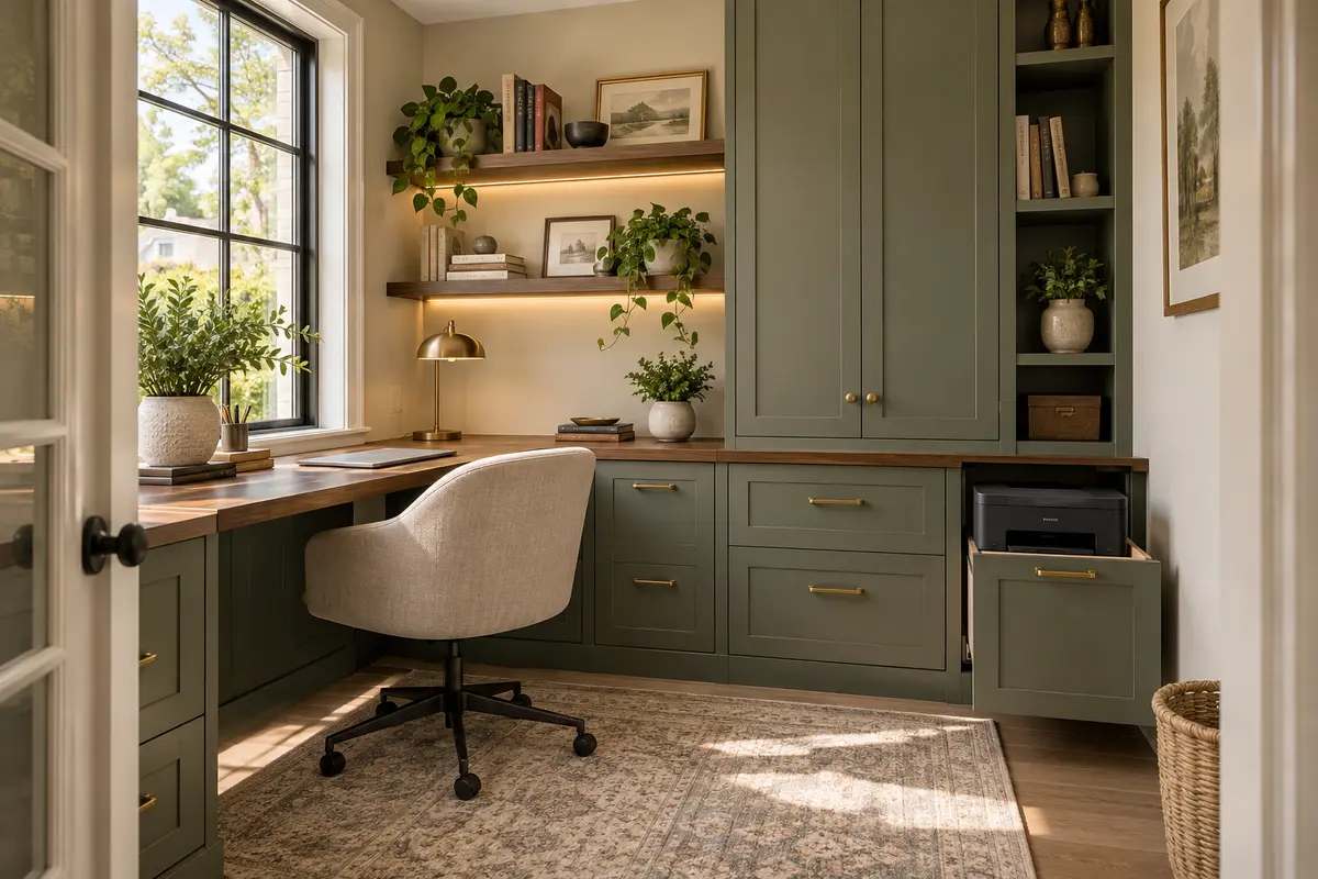 Compact built-in office workspace